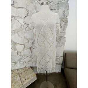 1960s 1970s Vintage Crochet Knit Tunic Top | One Size Fits All